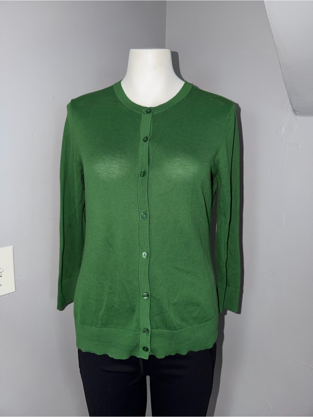 Ann Taylor Factory Kelly Green Button-Front Cardigan